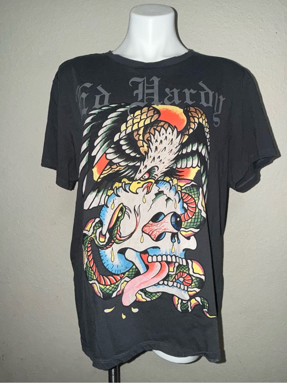 Ed Hardy dark Gray Skull & Snake Tee